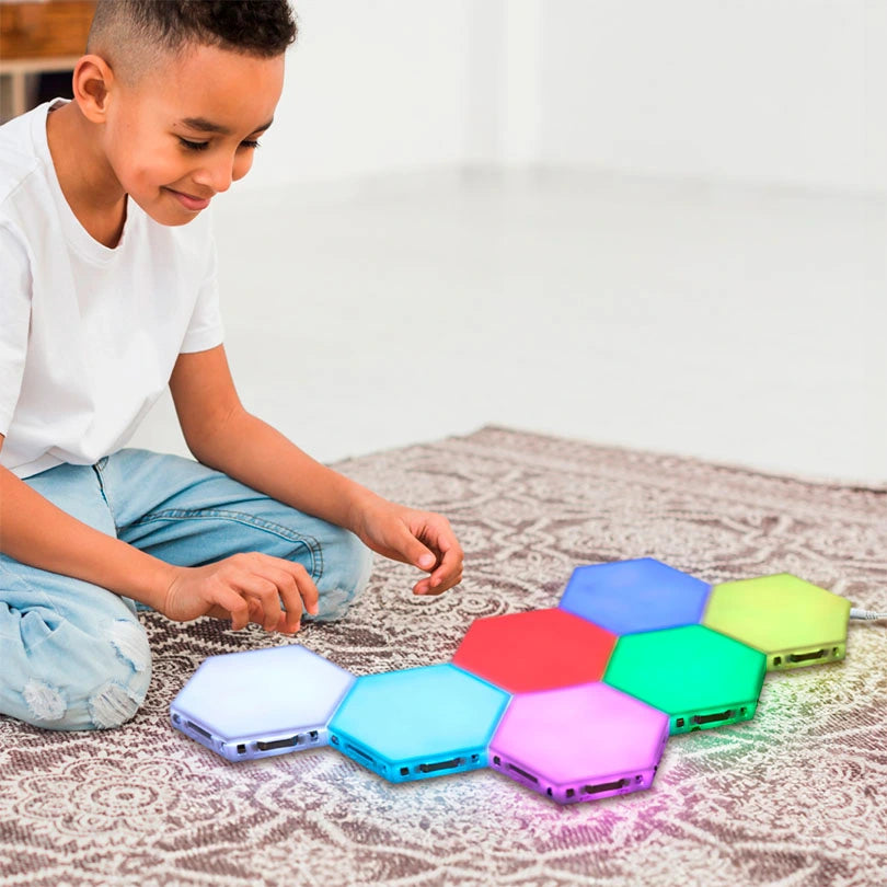 Boy engaging with Lumagic sensory lights