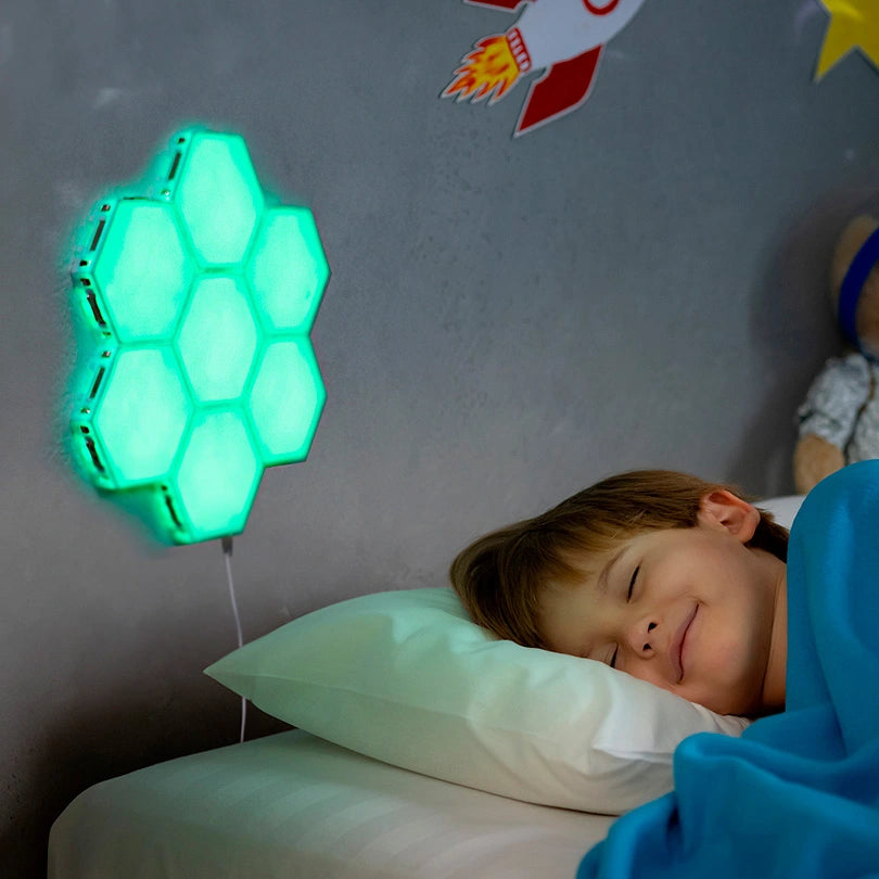 Child customizing Lumagic LED lights